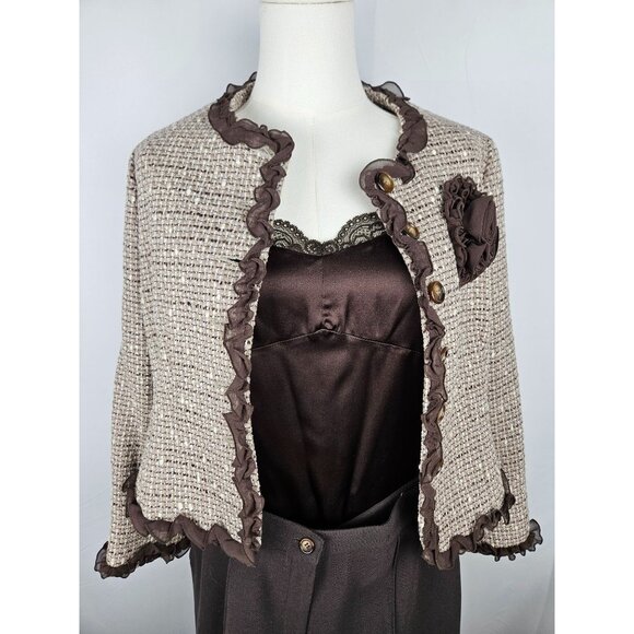 Ann Taylor Vintage Y2K Petites LP Camisole Top Brown Silk Lace Trim Feminine - Picture 3 of 9